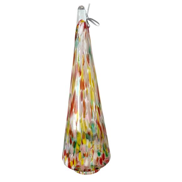 Hand Blown Poland Art Glass CHRISTMAS TREE 14.5" Set of 2 Multicolor Holiday NEW - Picture 15 of 16